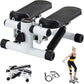 Steppers for Exercise at Home, Mini Stepper with Resistance Bands, Portable Stair Stepper for Home, Smooth and Quiet, Hydraulic Fitness Stair Stepper with LCD Monitor