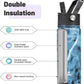 18 oz Insulated Water Bottle Stainless Steel Sport Bottles with 3 Lids,Marble Ocean