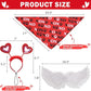 SCENEREAL Dog Outfit/Birthday Bandana with Feather Wing & Heart Headband Dogs Girls Set, Red Puppy Kitty Party Supplies for Small Medium Dogs Cats, Pet Costumes
