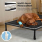 Veehoo Chew Proof Elevated Dog Bed, Durable Raised Pet Cot with Soft PP Cotton-Filled Waterproof Mat, Washable Padded Cot for Indoor, Outdoor & Camping, 35-Inch, Black