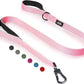 TwoEar 4FT 1IN Strong Pink Dog Leash with 2 Padded Handles, Traffic Handle Extra Control, Comfortable Soft Dual Handle, Auto Lock Hook, Reflective Walking Lead for Small Medium and Large Dogs