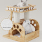Modern Solid Wooden Cat Tree Tower, 25" Luxury Cats Trees Condo with Scratching Post, 2 Level Heavy Duty for Cat Tower Indoor Cats Adults, Natural Cats Tree House with Washable Cushions