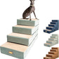 All-in-One Adjustable Dog Stairs – 5-Step Premium Pet Ramp for Small to Large Dogs – Sturdy, Non-Slip & Versatile for Beds, Sofas & More - Soft Cover, Modern Design (Green)