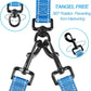 PetBonus Double Dog Leash, No Tangle Dual Leash, Reflective Walking Training Lead, 4 Comfortable Padded Handles for 2 Dogs with Collapsible Bowl and Waste Bags (Light Blue, Large)