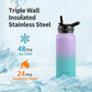 32 oz Insulated Water Bottle with Straw (Cold for 48 Hrs), Stainless Steel Triple Wall Vacuum Sports Water Jug, Leakproof Hydro Cup Flask with Paracord Handle & Straw Spout Lids & DIY Stickers