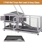 Bunny Cage Indoor and Outdoor Rabbit Hutch with Casters Waterproof Roof, Pull Out Tray from Back and Front 61.2" L x 22.6" W x 33.5" H