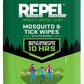 Repel Insect Repellent Mosquito & Tick Wipes 12% Picaridin, Repels Mosquitoes and Ticks for Up to 10 Hours in A Convenient Travel Wipe for Whole-Family Mosquito and Tick Protection,15 Count, 3 Ounces
