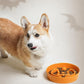 LE TAUCI Ceramic Puzzle Feeder Elevated 3 Cup with Wood Stand for Small Medium Dog & Puppy, Fast Eater Raised Dish Pumpkin Orange
