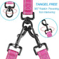 PetBonus Double Dog Leash, No Tangle Dual Leash, Reflective Walking Training Lead, 4 Comfortable Padded Handles for 2 Dogs with Collapsible Bowl and Waste Bags (Pink, Large)