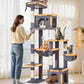 Taoqimiao Heavy Duty Cat Tree for Large Cats 20lbs+, 71 Inches Tall Cat Tower, 2 Cat Condo with 6 Scratching Posts, Super Large Hammcock, Cat Toys, Cozy Basket, Smoky Gray, MS037G