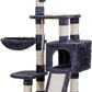 Heybly Cat Tree, Cat Tower for Indoor Cats with Scratching Board, Multi-Level Cat Furniture Condo with Feeding Bowl Smoky Gray HCT010SG
