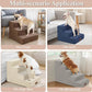 GGIB Dog Stairs for Small Dogs Cats Non-Slip Dog Steps for High Bed Pet Stairs for Sofa Couch Pet Ramp Pet Steps with Removable Washable Cover, Grey, 13" H, 3-Step