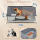 Stainless Steel Litter Box with Lid, 23.5" L x 15.8" W x 12.6" H, XL Metal Cat Box for Big Cats, High Sided Kitty Litter Box with Scoop & Pee Pads, Non-Sticky, Anti-Leakage, Easy to Clean (Gray)