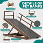 Dog Ramp for Bed, Adjustable Pet Ramps for Dog to Get on Bed, Non-Slip Rubber Surface - Folding Wooden Dog Ramp for Small/Large/Old Dogs, Adjustable up to 31 inch High Beds, Safety Railings