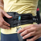 WATERFLY Running Belt Fanny Pack: Breathable 3 Pocket Waist Bag for Men Women Workout Exercise Fitness Phone Holder Fits ALL Phones - Runner Marathon Jogging Race Belt With Bib Clip Black