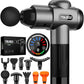 TOLOCO Massage Gun, Deep Tissue Back Massager for Athletes with 10 Massage Heads, Electric Muscle Percussion Massager for Any Pain Relief, FSA and HSA Eligible, Gifts for Fathers Day, Grey