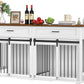 MUPATER 63" L x 23.6" W x 33.3" H Double Wooden Dog Cage Table with 2 Large Drawers & Safety Locks, Large Dog Crate Furniture for 2 Dogs with Removable Divider, Decorative Indoor Dog Kennel Furniture