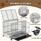 Dog Crate with Removable Tray, 37/42/46 Inch Indestructible and Escape Proof Steel Dog Cage Kennel for High Anxiety Dogs, Heavy Duty Dog Crate with Wheels, Double Door, Extra Large XL XXL