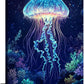 Ocean Jellyfish Wall Art Canvas Coral Fish Wall Decor Prints Framed Painting Underwater Pictures Gifts Artwork for Bathroom Living Dining 16"x24"