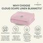Cloud Scape Linen 100% Cotton Queen Size Blanket, Herringbone Pattern, Lightweight Summer Blanket,Best Gifts for Women, fits Full Size Bed, 92 x 92, Seashell Pink