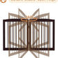 Freestanding Pet Gate for Dogs, Foldable Wooden Dog Gate for House, Indoor Pet Barrier for Stairs, Doorways, Support Feet Included, 24" Height 2 Panels, Brown