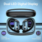 bmani Ear Buds Wireless Earbuds Bluetooth Headphones with 80H Playtime LED Display Case, Over-Ear Hook with Mic, Stereo Sound, Easy Button Controls, Sports Earphones for Running Workout Gym Black