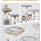 Taoqimiao Cat Tree, 68-Inch Cat Tree Cat Tower for Indoor Cats, Plush Multi-Level Cat Condo with 6 Scratching Posts, 2 Perches, 2 Caves,Hammock, 3 Pompoms,MS020SW Light Gray