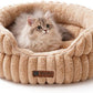 MEWOOFUN Cat Beds for Indoor Cats Washable, Dog Beds for Small Dogs Round Pet Bed for Puppy and Kitten (Camel, 20"x20"x8")