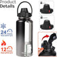 Water Bottle Insulated 32oz 40oz 64oz 128oz Straw Lid Spout Lid & 3 Lids, Leak Proof, Vacuum Insulated,Stainless Steel Water Bottle Wide Mouth for Sports, Gym or Office