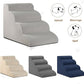 4-Step Dog Stairs and Ramp for Beds or Couches,Non-Slip Sturdy Pet Steps for Small Dogs and Cats,17.4" H,Light Grey