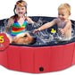 Foldable Dog Pool, 55" x 12" Kiddie Pool with Hard Plastic, Non-Slip Dog Bath Tub for Outdoor Backyard, Collapsible Dog Swimming Pool for Kids Dogs Pets (Red)