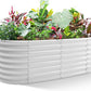 Land Guard 24“ Tall 4×2ft Galvanized Raised Garden Bed Kit, Galvanized Planter Garden Boxes Outdoor, Oval Large Metal Raised Garden Bed for Vegetables(Pearl White, 4×2×2ft)