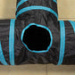 Cat Tunnel, 3 Way Cat Tunnels for Indoor Cats, Foldable Cat Tubes and Tunnels for Cats Kittens, Kitty Bored Peek Hole Toy Ball Cat, Puppy, Kitty, Kitten, Rabbit, Guinea Pigs (Blue & Black)