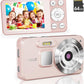 4K Digital Camera for Teens, FHD 64MP Digital Camera for Kids with 64GB SD Card, 18X Digital Zoom Cameras for Photography, Point and Shoot Video Camera for Kids, Pink
