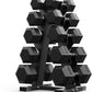 PAPABABE Hex Dumbbell Sets with Rack, 60-550lb Rubber Coated Dumbbell Weight Set and Storage Rack, Multiple Options Hand Weights for Strength Training