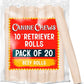 Canine Chews 10" Dog Rawhide Retriever Rolls - Bones for Large Dogs (20 Pack) - 100% USA-Sourced Natural Beef - Single Ingredient - Healthy Dental Chew