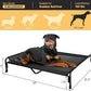 Veehoo XXL Outdoor Elevated Dog Bed, Raised Dog Cot for Extra Large Dogs, Cooling Washable Waterproof Pet Hammock Beds with Slope Headrest, Breathable Mesh and Sturdy Frame, XX-Large, Black, CWC2204