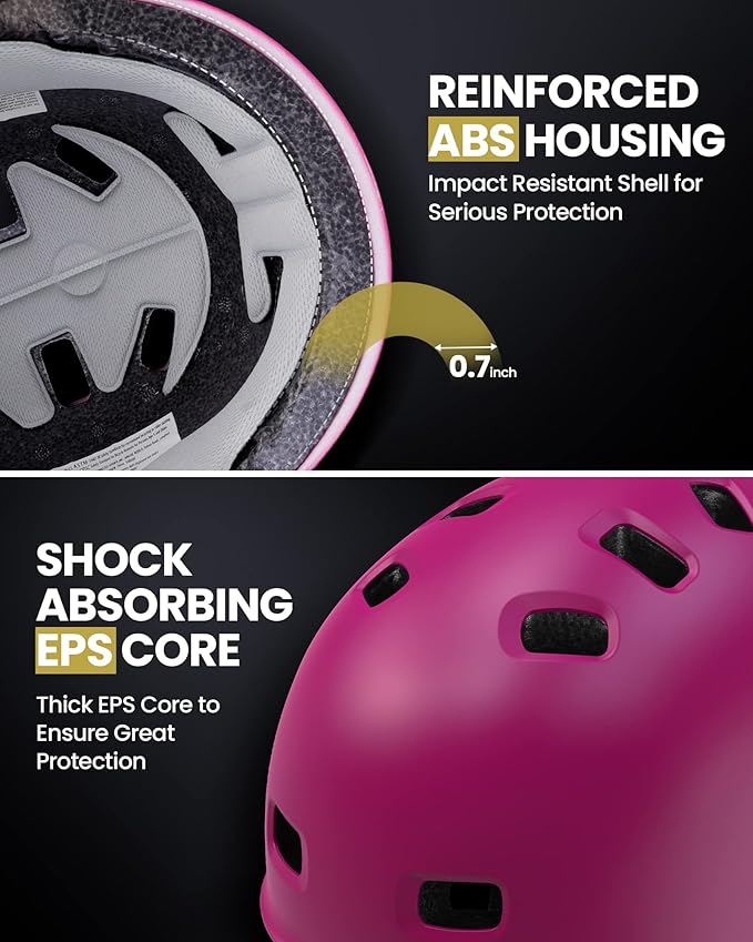 OutdoorMaster Skateboard Cycling Helmet - Two Removable Liners Ventilation Multi-Sport Scooter Roller Skate Inline Skating Rollerblading for Kids, Youth & Adults