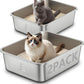 2 Packs Stainless Steel Cat Litter Box, 17.5" L×13.6" W×5.9" H, Metal Kitty Litter Box with High Sided for Small Cats, Non-Stick, Easy to Clean, Odor-Free