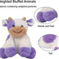Purple and White Cow Weighted Stuffed Animal 7.87in Cute Sitting Cow Plush with Smile Soft Fluffy Small Farm Plushie for Kids Adults Birthday Festival Gift Bed Home Office Decoration Toys