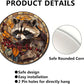 Lygond Metal Sign Tin Sign Circular Stained Glass Raccoon Garden Metal Sign for Pub 12×12 Inches