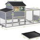 COZIWOW 82" Large Wooden Chicken Coop, Outdoor Rabbit Hutch with Wheels, Sunshine Board, Asphalt Roof, Ramp, Openable Top, Door, Window, Pull-Out Tray, Indoor Bunny Cage (Gray with Pattern)