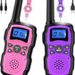 Wishouse Walkie Talkies for Kids Rechargeable with USB Charger 6000mAh Battery,Outdoor Camping Games with Flashlight Lanyard,Toys for Girls,Halloween Xmas Birthday Gift for Children 2 Pack Pink Purple