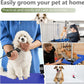 VFK 36''/47''Large Dog Grooming Table, Foldable Pet Station at Home, Dog Grooming Table,Adjustable Cat Drying Desktop with Arms, Nooses, Mesh Tray (Stainless Steel pet Table, 36" Blue)