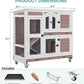 Rabbit Hutch Indoor Bunny House Guinea Pig Cage with Sliding Plastic Trays, Wheels & Ramp, 47.2" Multi-Door Wooden Small Animal Cage for Rabbits, Bunnies, and Guinea Pigs (Brown)