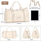 FIORETTO Womens Gym Tote Duffle Bag with Wet Pocket & Shoe Compartment, Sports Duffel Overnight Weekender Hospital Workout Carry on Bag for Girls, Ideal for Travel, Swimming, Dance, Ballet Beige