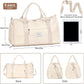 FIORETTO Womens Gym Tote Duffle Bag with Wet Pocket & Shoe Compartment, Sports Duffel Overnight Weekender Hospital Workout Carry on Bag for Girls, Ideal for Travel, Swimming, Dance, Ballet Beige