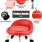 Lanstics Low Rolling Stool with Leather Roller Seat and Backrest - Universal Wheels for Home Office and Fitness (Red)