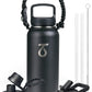 Trebo 32 oz Water Bottle Insulated with Lid and Straw,Double Wall Vacuum Stainless Steel Metal Tumbler Sports Flask with Paracord Handle, Keep Hot 24 Hours & Cold 48 Hours Water Cup with 3 Lids, Black