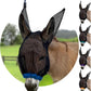 Donkey Fly Mask with Long Ears (Blue) Made in USA - Mule Fly Mask with Ears Protection from Insects and Bugs, Small Donkey Soft Mesh Fabric with Adjustable Fastener, Face Cover Supplies for Donkeys